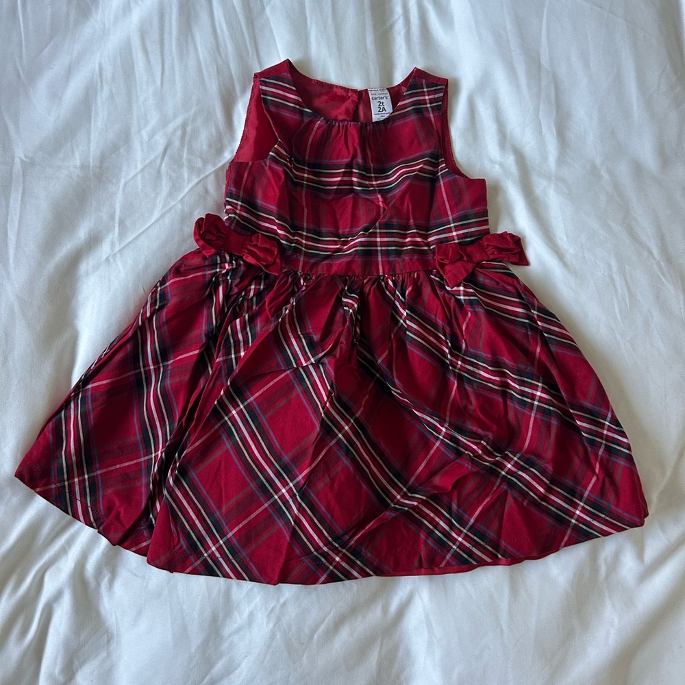 Carter’s Toddler Girl Red Plaid Holiday Dress | Size 2T